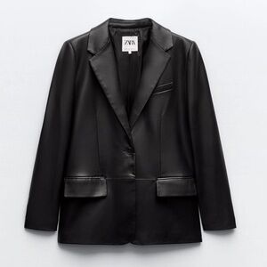 Zara Black Faux Leather Blazer